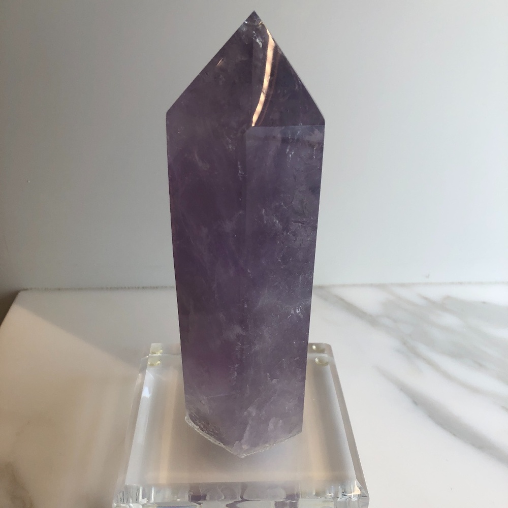 Amethyst pyramid mineral on acrylic stand - NEW!